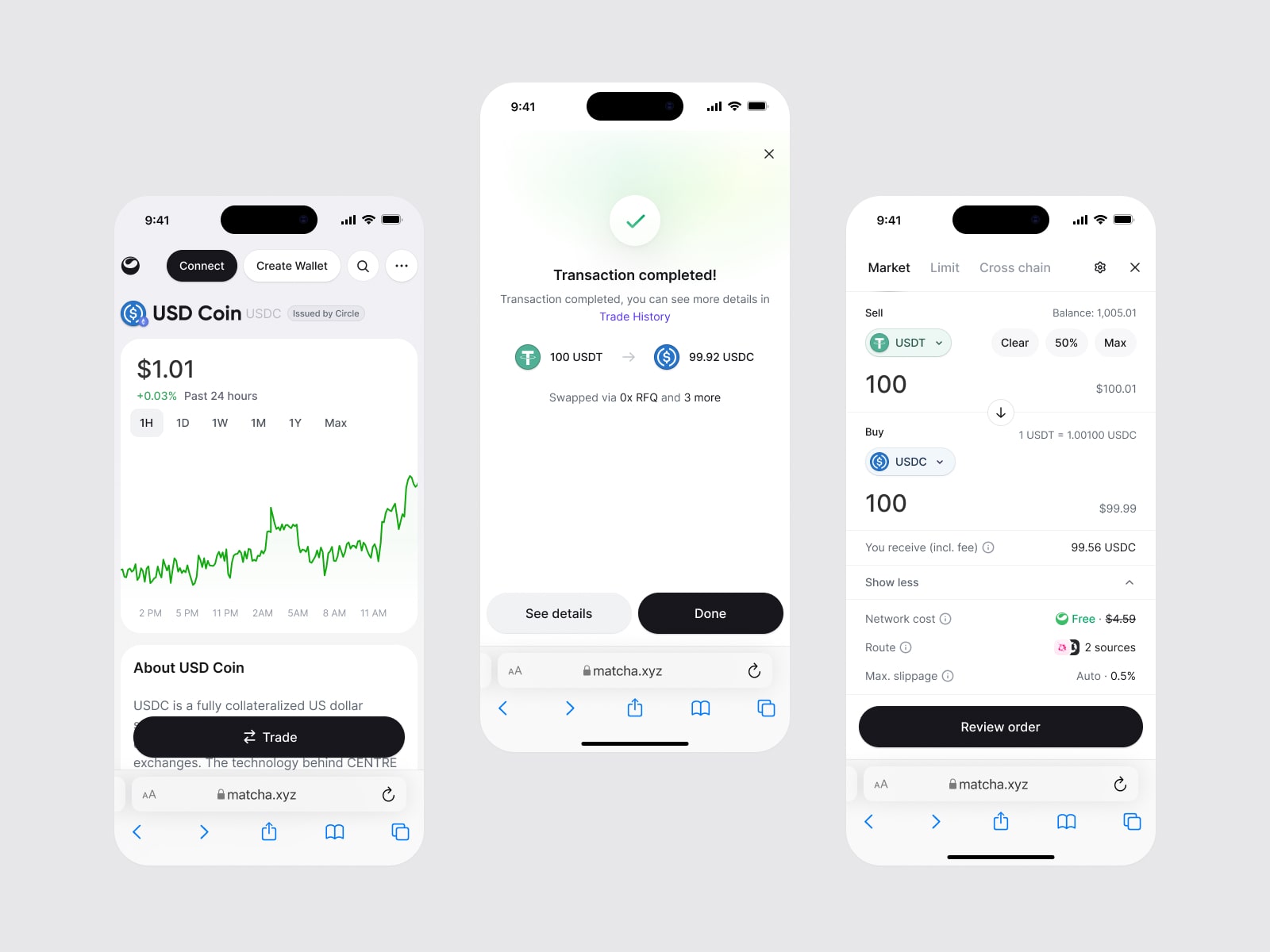 Matcha - Mobile Screens