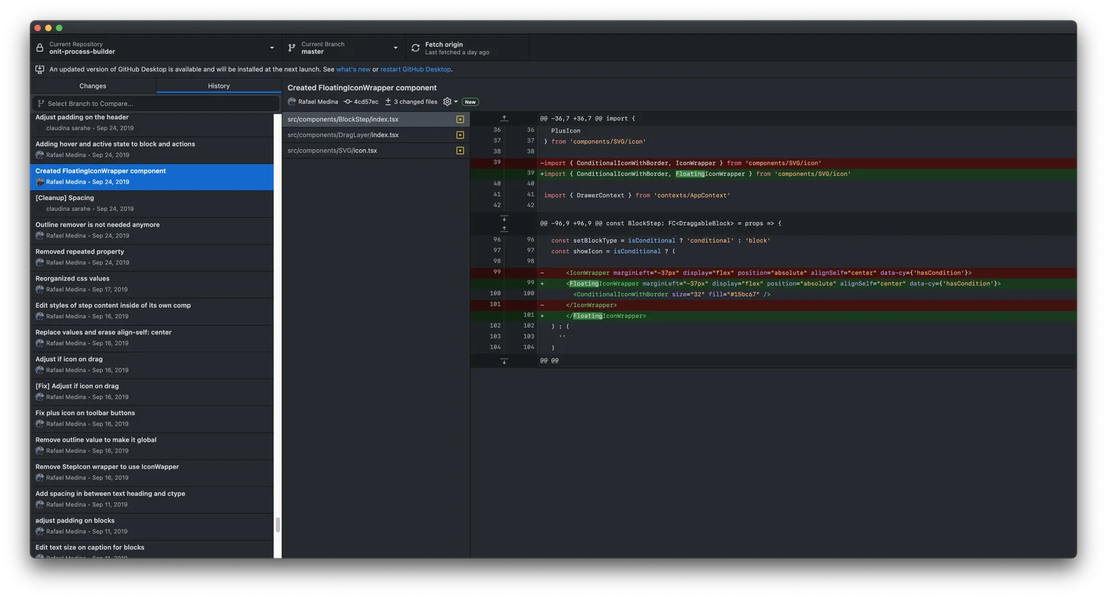 The same components in code