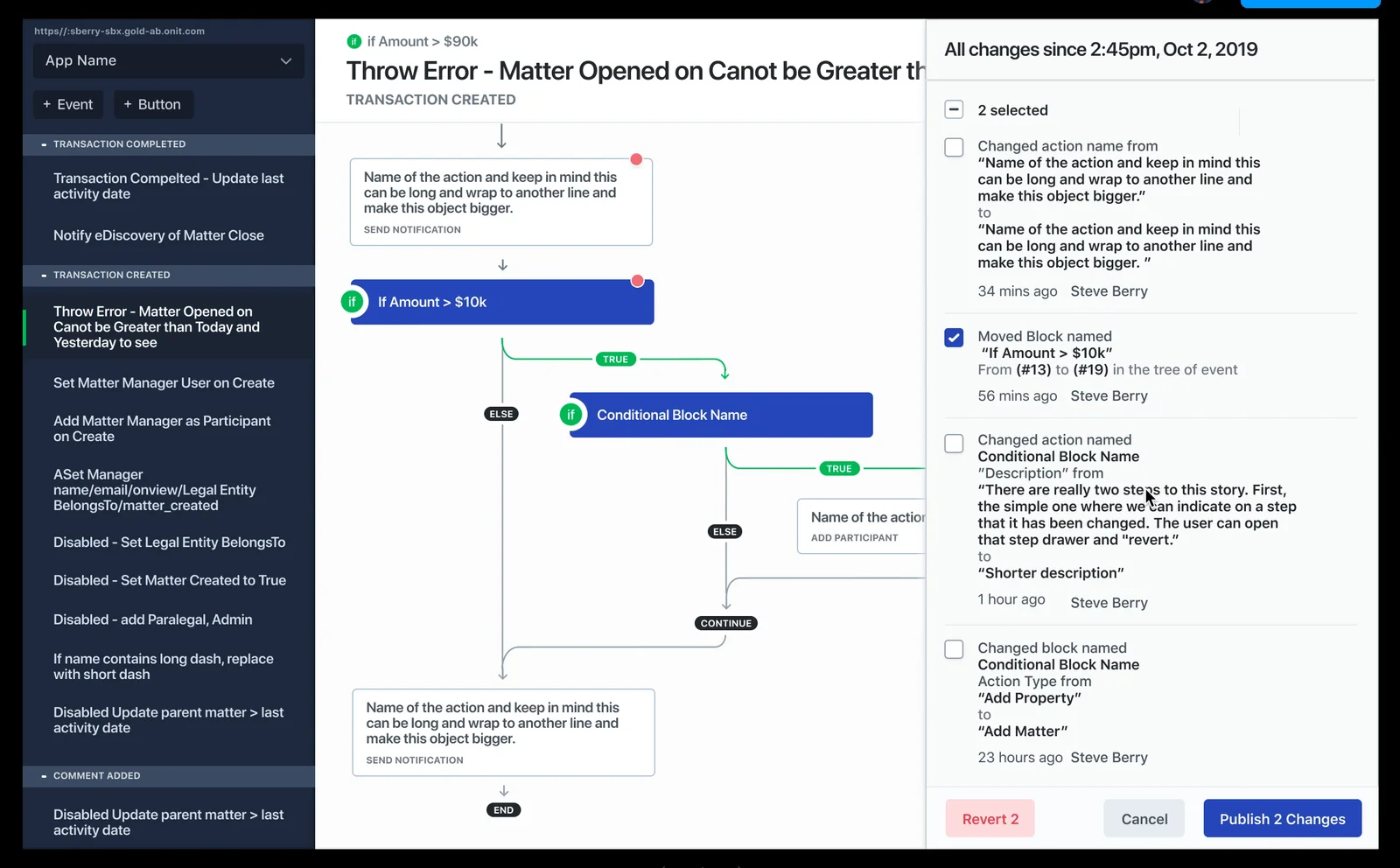 Reviewing changes before publishing