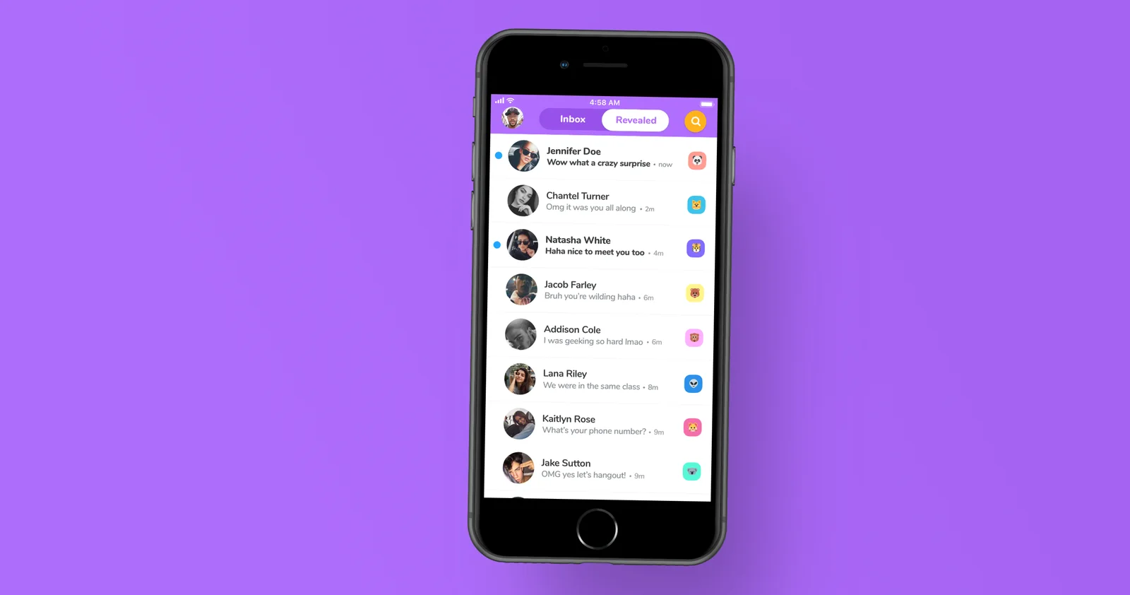 An inbox of revealed chats